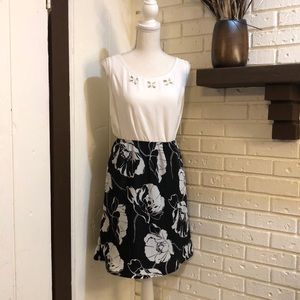 Black and White Floral Skirt
